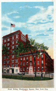 VTG 1930s Hotel Holley Washington Square New York City NY Linen Postcard