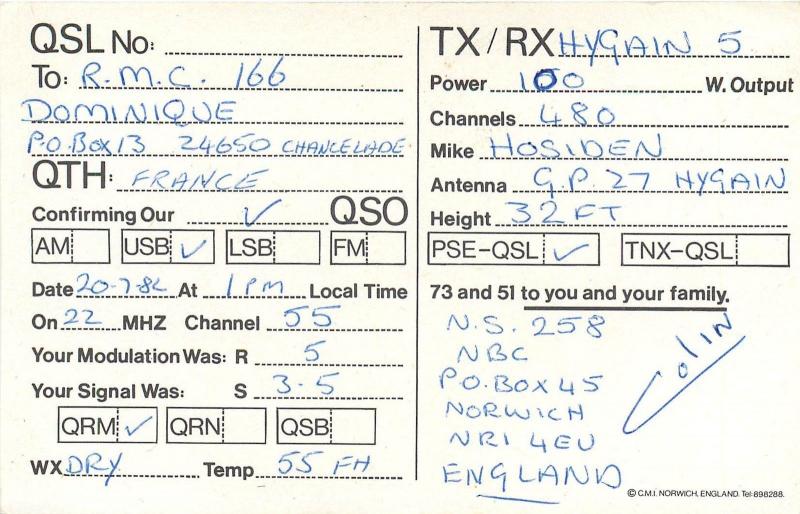 United Kingdom Radio QSL Norfolk Sidebanders East Anglia Map