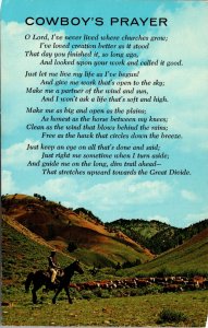 Cowboy's Prayer poem Wyoming Travel Commission photo Cheyenne Postcard