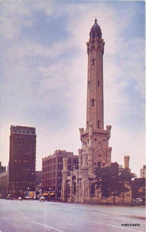 1940s Chicago Illinois Avenue Water Tower Roberts postcard 4080