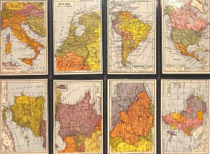 Lot of 8 Geographical maps and statistics around 1920 Edition Jeheber Geneva 