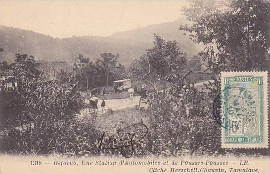 Madagascar Beforno Une Station d'Automobiles et de Pousses-Pousses 1910