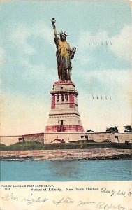 Statue of Liberty New York City, USA 1905 writing on front, postal marking on...