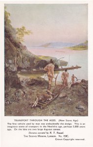 Transport Through The Ages New Stone Age Prehistoric Postcard