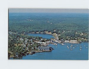 Postcard View of the village, shipyards and mill pond, East Boothbay, Maine