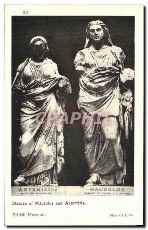 Postcard Ancient statues of Mausolus and Artemisia British Museum British Mus...