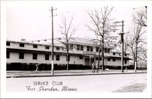 RPPC Service Club, Fort Sheridan IL Vintage Postcard W58