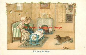 Pauli Ebner, AR No 1362-1, Les Joies du Foyer, Young Couple & Dog Watch Baby