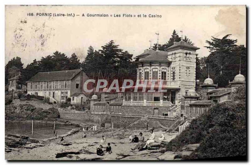 Old Postcard Pornic Gourmaion The Waves And Casino