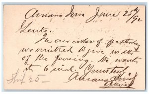 1892 Amana Arrid Amana Iowa IA Clinton IA Antique Posted Postal Card