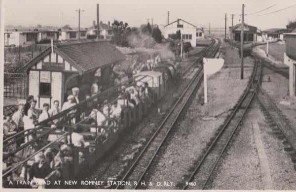 New Romney Station A Open Air Train Load Kent Railway Real Photo Postcard