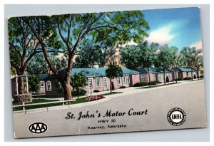 Vintage 1950's Postcard St. John's Motor Court Hwy 30 Kearney Nebraska