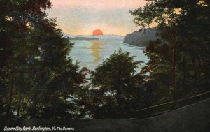 Burlington Vermont VT, Lake Sunset Queen City South Park, Vintage Postcard