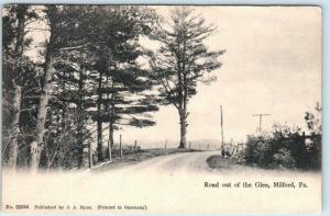 MILFORD, Pennsylvania  PA  ~ ROAD out of THE GLEN 1908  Pike County  Postcard