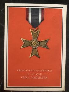 Mint Germany Patriotic Postcard War Merit Cross without swords WW2