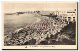 Old Postcard Biarritz General view of the Beach