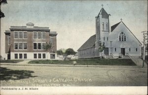 Newmarket New Hampshire NH St Mary's School Catholic Church c1910 Postcard