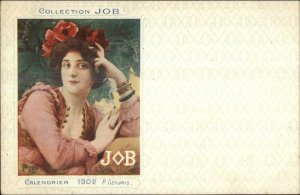 Beautiful Woman Smoking Cigarette Collection Job Calendrier Postcard GERVAIS