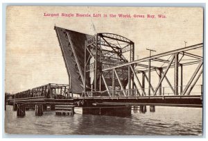 1911 Largest Single Bascule Lift in the World Green Bay Wisconsin WI Postcard