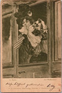 Art Nouveau Women O. Blhm Auf Widersehen Glamour Fashion Vintage Postcard C110