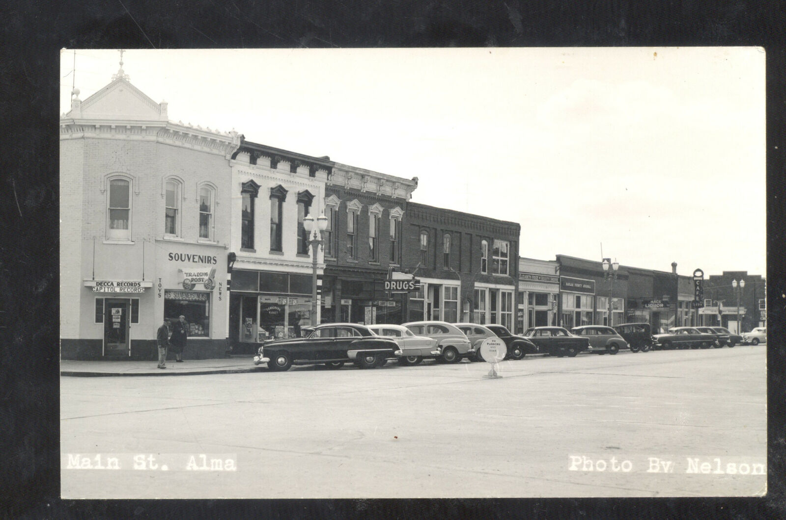 Rppc Alma Nebraska Downtown Street Scene 1950'S Cars Real Photo