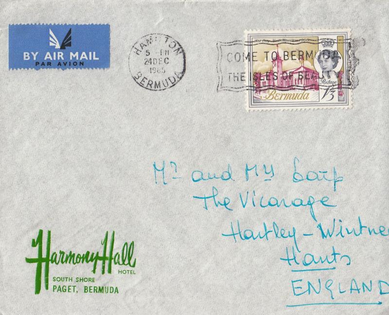 Harmony Hall Hotel Bermuda 1965 Envelope Official Cover