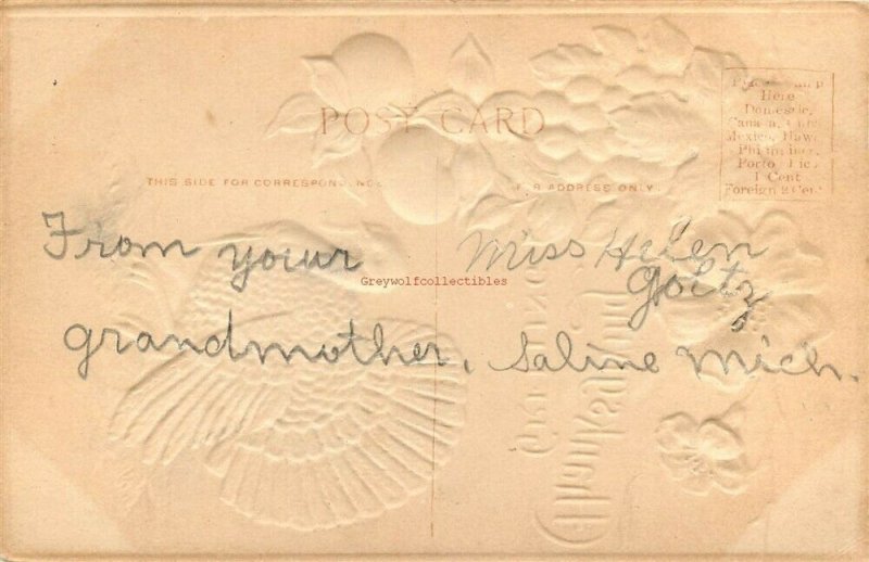 Thanksgiving, Turkey, Flowers, Oranges, Airbrushed, Embossed