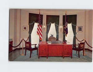 Postcard Desk Chairs and Flags, used by Mr. Hoover, Herbert Hoover Library, Iowa