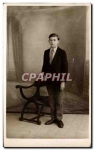 Postcard Old Photo Card young man Children