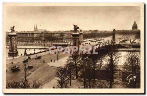 Old Postcard Paris Pont Alexandre III and Invalides