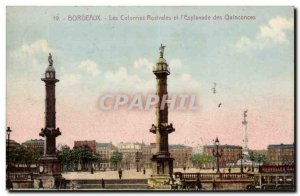 Old Postcard Bordeaux rostral columns and & # 39esplanade Quinconces