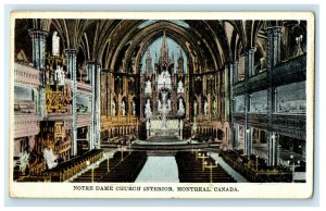 1935 Notre Dame Church Interior Montreal Canada Posted Vintage Postcard 