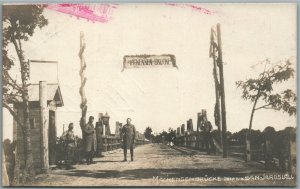 JAROSLAW POLAND MACKENSEN BRIDGE GERMAN ANTIQUE REAL PHOTO POSTCARD RPPC