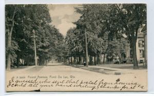 Forest Avenue Fond Du Lac Wisconsin 1907c postcard