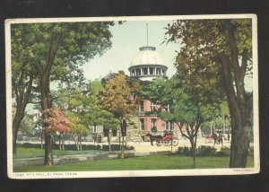 EL PASO TEXAS DOWNTOWN CITY HALL FRED HARVEY VINTAGE POSTCARD 1913 RPO CANCEL