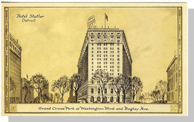 Detroit, Michigan/MI Postcard, Hotel Statler & Grand Circus Park