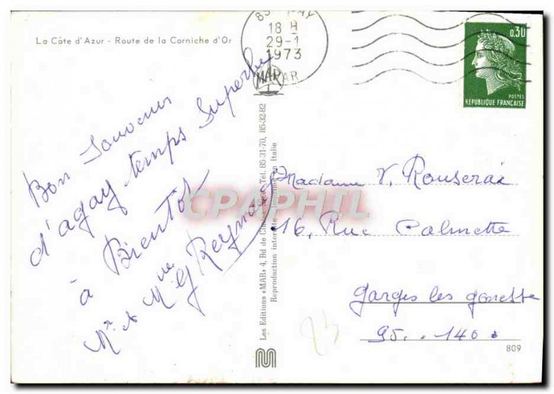 Modern Postcard The Cote d & # 39Azur Corniche Road