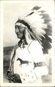 Native American Indian Chief in Head Dress Fort Smith AR Cancel 1946 RPPC