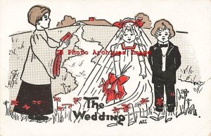 6 Postcards Set, Signed MPT, Children Going through Romance to Marriage 