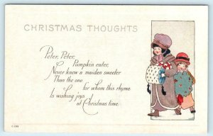 CHRISTMAS THOUGHTS ~ Children PETER PETER PUMPKIN EATER  Embossed  Postcard