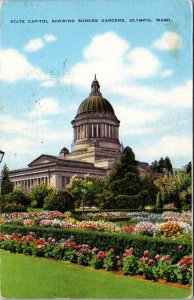 Washington Olympia State Capitol Showing Sunken Gardens 1949