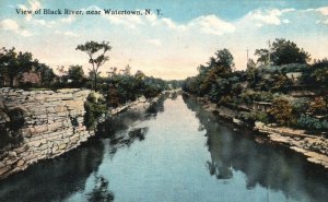 Vintage Postcard View Of Black River Near Watertown New York C.T. American Art