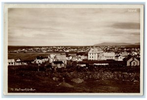 c1930's Houses View Hafnarfjordur Iceland Vintage Unposted RPPC Photo Postcard