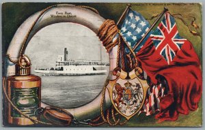 CANADA FERRY BOAT WINDSOR TO DETROIT ANTIQUE POSTCARD