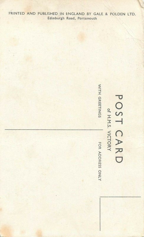 HMS VICTORY plaque marking spot where Admiral LOrd Nelson was wounded postcard