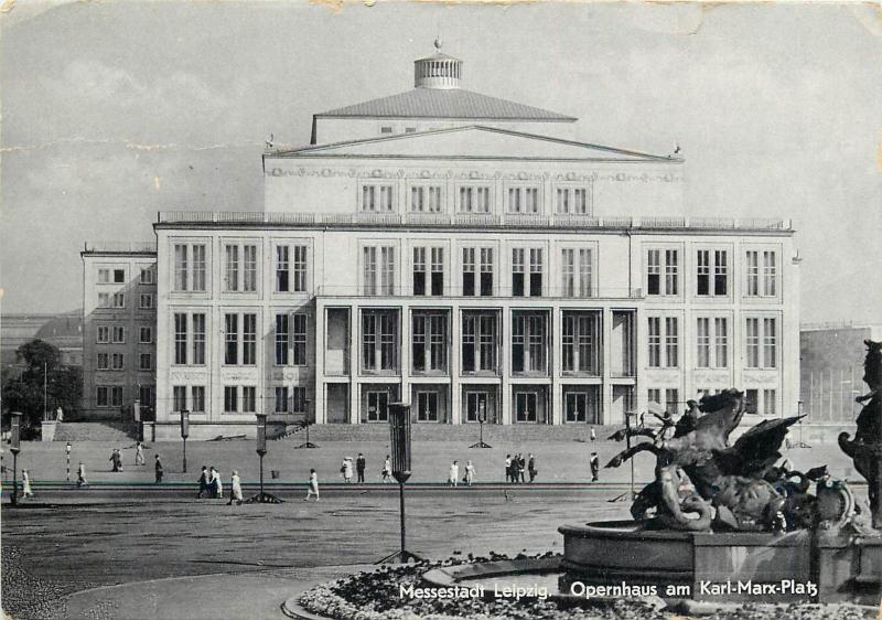 Germany Leipzig Opera House Karl Marx Square 1964 postcard