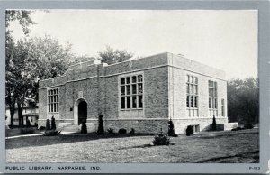 Postcard Indiana Nappanee Public Library 1930s K1