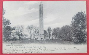 The Obelisk, Central Park, New York City, NY 1906 Rotograph Postcard (#3265)