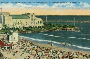 Postcard Auditorium and Band Stand overlooking Sea Lagoon,Long Beach  CA.    T8