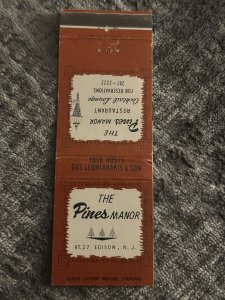 Matchbook Cover - Pines Manor Restaurant Edison NJ 30 Strike New Jersey MB105